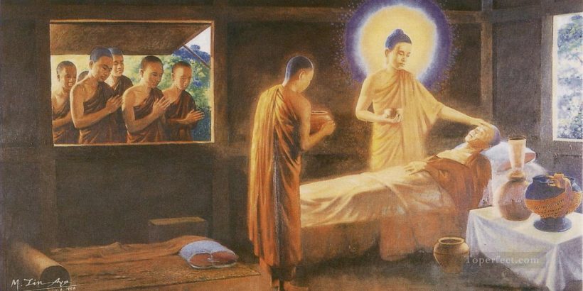6-buddha-taking-care-of-a-sick-monk-as-a-fraternal-duty-and-model-example-for-his-monks-to-emulate-Buddhism